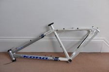 Retro 26" Kona Kula 18" MTB Frame Headset, Seatclamp Silver White V Brake & disc