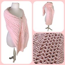 Crochet Baby Pink Wrap Stole Scarf Chenille Velvet Cozy Soft Warm Handmade NEW C