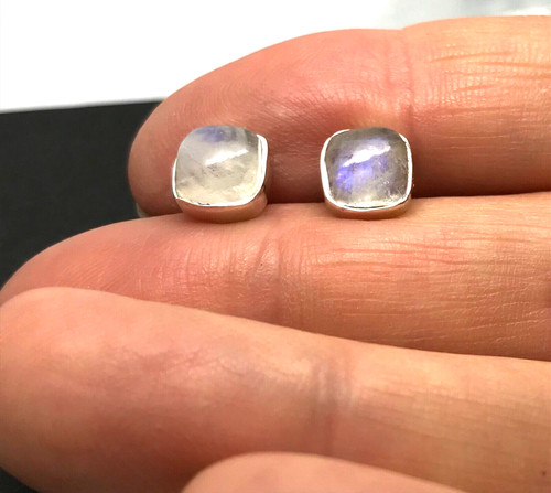 Rainbow moonstone stud - moonstone,