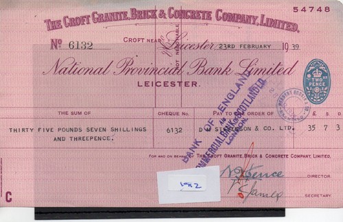 Cheque used - cheque,