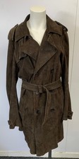 Prada Brown Suede Trench Coat Size 52, 100% Leather - #1008