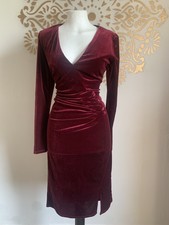 MONSOON Velvet Faux wrap dress 12 vintage Style Boho Party Wench Sexy cocktail