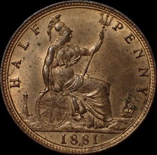 UK Half Penny 1881 H Victoria