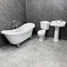 Freestanding Bath Suite Double Ended Slipper Legend Basin & Toilet Inc Taps
