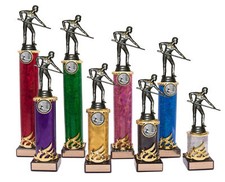 Personalised Matt Silver Male Pool Snooker Player Column Trophy Award Engraved