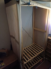 Single Wardrobe.. Fabric & Pine Wood ... 165cm Tall ..50cm Depth ..76cm Width ..