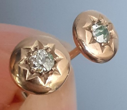 Antique diamond earrings - diamond, 9ct