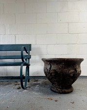 A Large Earthenware Glazed Garden Planter, 57cm diameter, Weathered 20th Century