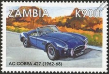 1962-1968 Shelby AC COBRA 427 Mint Automobile Sports Car Stamp (1998 Zambia)