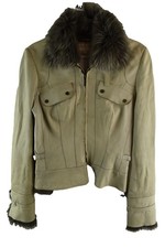 KAREN MILLEN Beige Leather Jacket size Uk 10 Womens Casual Outdoors Outerwear
