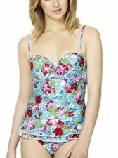 Ladies Turquoise Mix HOT HONI Skirted Swimsuit Size 10- Padded Skirtini Rose New