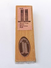 NYC Twin Towers Genuine World Trade Center Ticket Stub & Stamped Penny Coin 