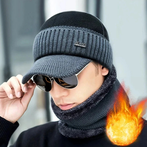 Mens winter warm peaked - peaked, beanie