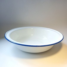 Vintage Blue & White Enamel 32cm Wash Basin Bowl