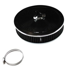Chrome Air Cleaner 9" Wide x 2" Tall 3-1/16"(80mm) Nikki Carb Black Element