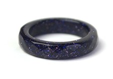 Blue sandstone ring Minimalist handmade stone ring Faceted gemstone ring for her