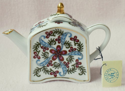 Porcelain art miniature teapot - miniature,