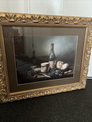 Framed still life print - still, print-wine