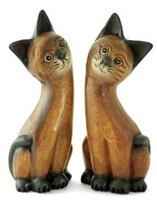 Wooden Cat Ornament - Pair