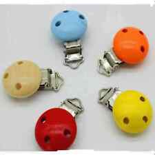 5pcs Cute Wood Natural Baby Pacifier Clip Charm Infant Nipple Clasps 3 Hole