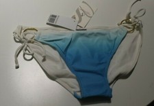 NEW SHERIDYN FISHER SWIMWEAR WHITE BLUE GOLD RING  BIKINI PANT BRIEF SIZE 14