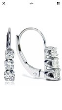 3 Stone 1/2CT Diamond Earrings