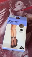 5 PAIRS of BLACK GLOSSY SHEER