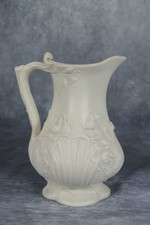 Antique Coalport Parian Ware Shell & Water Lilies Jug Pitcher John Rose Lozenge