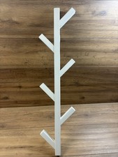 IKEA Wall Hanger TJUSIG Coat Rack Solid Wood Hooks  White Entry Hall 78cm