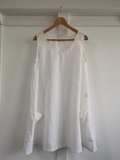 SAHARA Lovely Light White Linen Sleeveless TUNIC Size Medium Loose Comfortable.