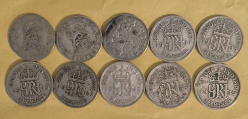 Silver 500 six pences - silver, .500