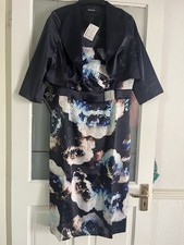 Keilescope Satin Dress & Bolero Jacket (blue/navy) Uk 16. Excellent Condition