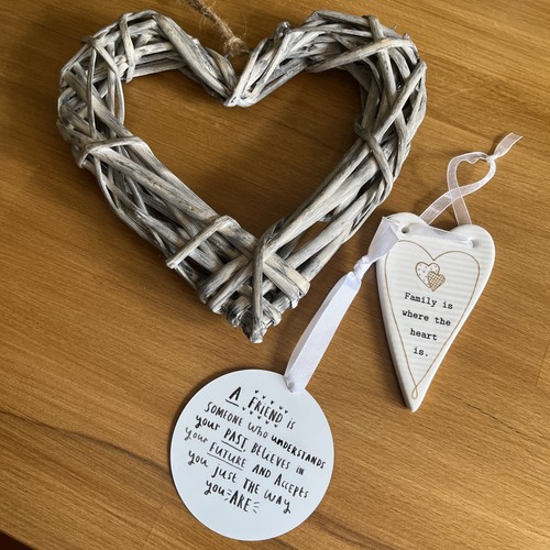Set hanging hearts wicker - 3,
