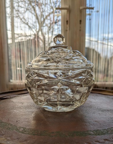 Cut glass lidded jam - pot., also
