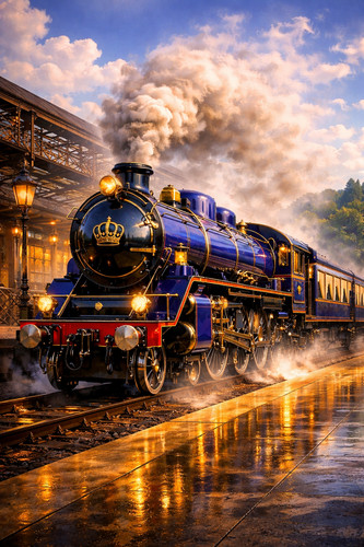 Vintage steam train - wall, print