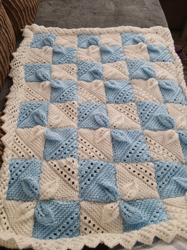 Hand knitted baby - blanket, pram