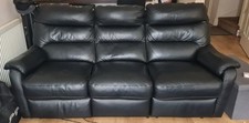 LEATHER RECLINER SOFA BLACK