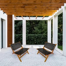 Accent Chair Teak Wood Leather