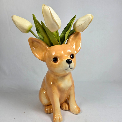 Chihuahua ceramic vase - ceramic,