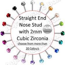 2mm crystal top nose stud - crystal,
