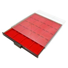 Coin Display Tray Box with Drawer for 20 Coins – 50mm Square Slot Storage /12