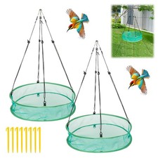 2Pcs Bird Seed Catcher Tray with 8 Sturdy Plastic Stakes, Heavy-Duty Bird See...