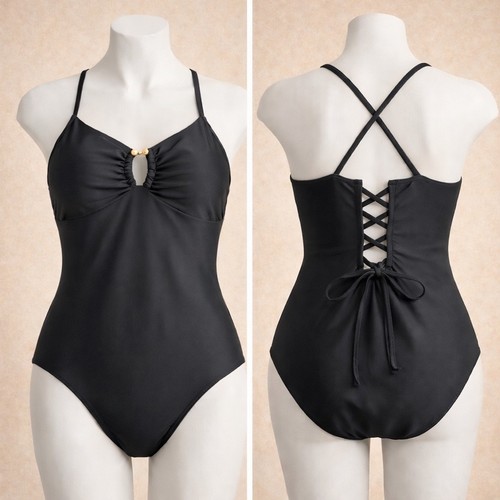 Black lace back one - up, piece