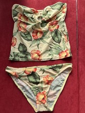 George size 16 tankini Top bikini Bottoms 14 swimsuit Floral holiday Strapless