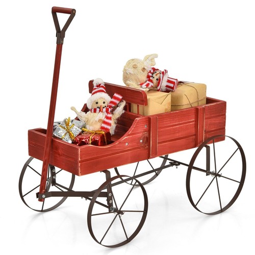 Wooden wagon planter with - wagon,