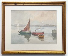 FRANK SHERWIN (1896-1986) - ORIGINAL SIGNED WATERCOLOUR - BRITTANY HARBOUR