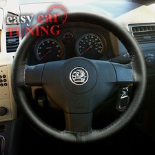 For Vauxhall Opel Vectra C 02-08 Black Real Genuine Leather Steering Wheel Cover