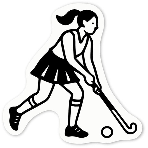Girl playing hockey - hockey', decal