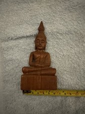 Small Buddha Figurine 5-inch 12.5cm Hand Carved Wooden Sculpture Buddhism Statue
