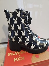 Koi X Playboy Bunny Logo Boots , Vegan , Comfy Fit Size UK 5 EU  38